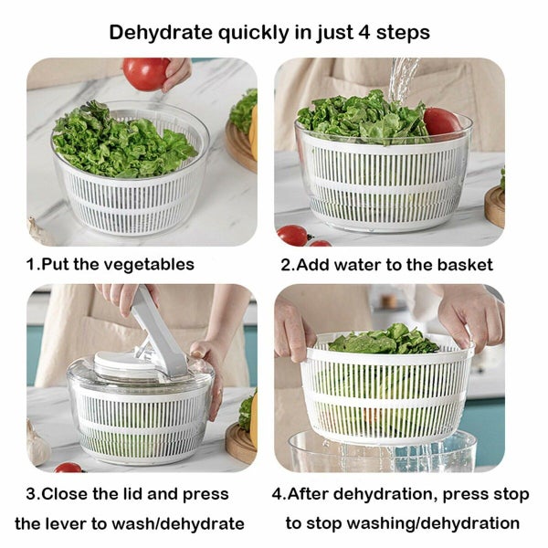 Vegetable Dryer Salad Spinner Hand Press Spinner Machine Vegetables Strainer Carousel 12