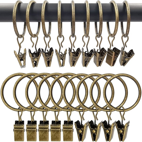 90 Pack Curtain Rings with Clips, Drapery Clips with Rings, Hangers Drapes Carousel 1