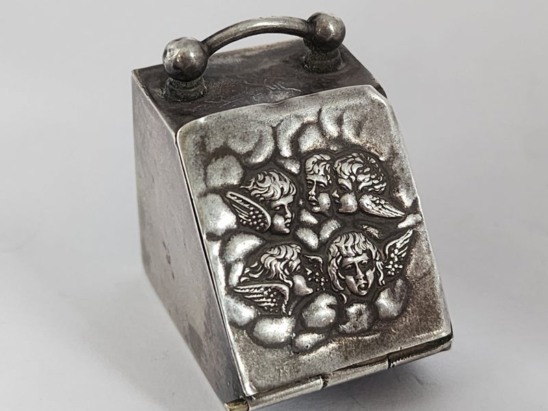 Antique Sterling Silver Angels Cherub Ring Box $1 Reserve Carousel 1