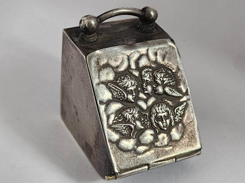 Antique Sterling Silver Angels Cherub Ring Box $1 Reserve Carousel 2