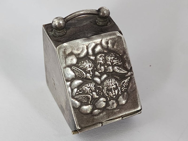 Antique Sterling Silver Angels Cherub Ring Box $1 Reserve Carousel 14