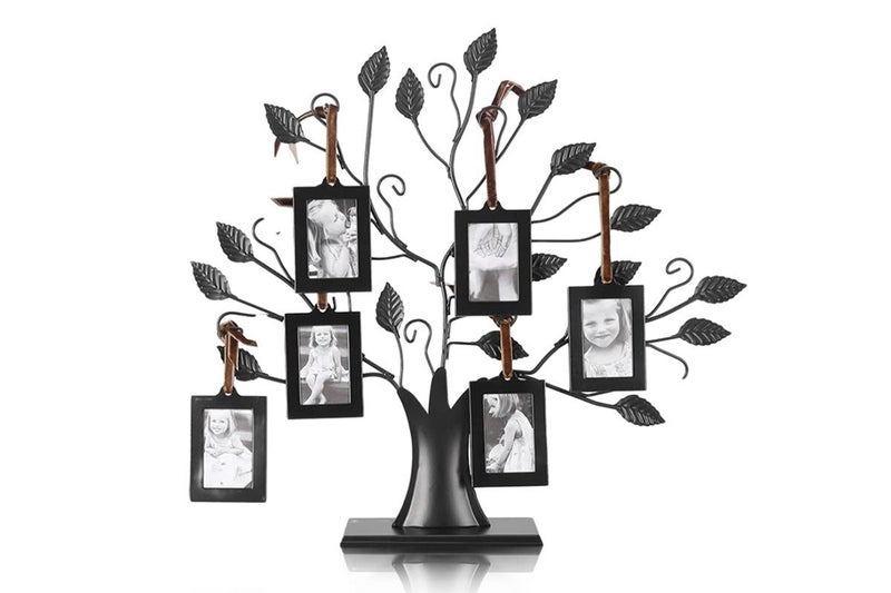 Family Tree Picture Frame Stand With 6 Hanging Picture Frames In Black Carousel 1