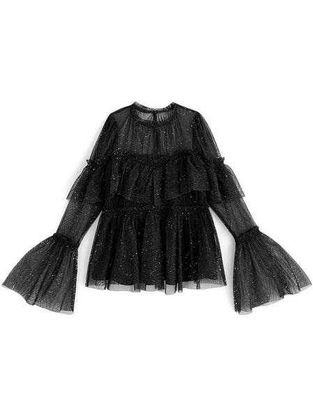 Mesh Ruffle Shirt Blouse Top 3501410 Carousel 3