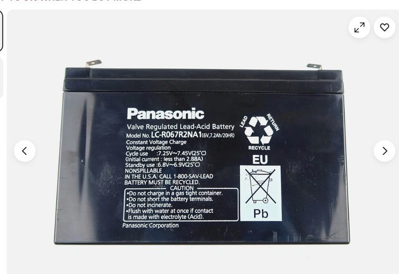 GENUINE PANASONIC LC-R067R2NA1 6V 20WH 7.2AH Carousel 1