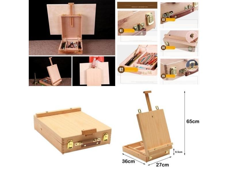 Adjustable Art Board Table For Artists Wood Sketching Oil Painting Box Carousel 4