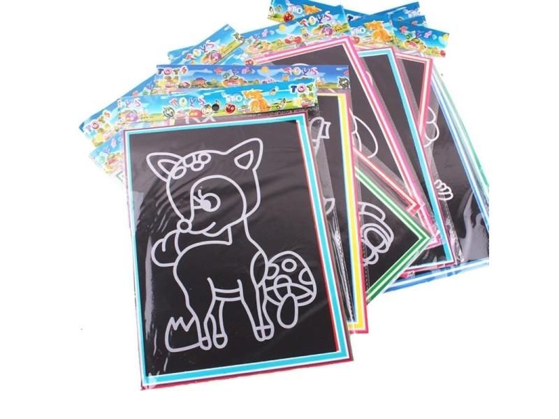 Magic Scratch Art Doodle Pad Sand Painting Cards For Children's Early Ed Carousel 3