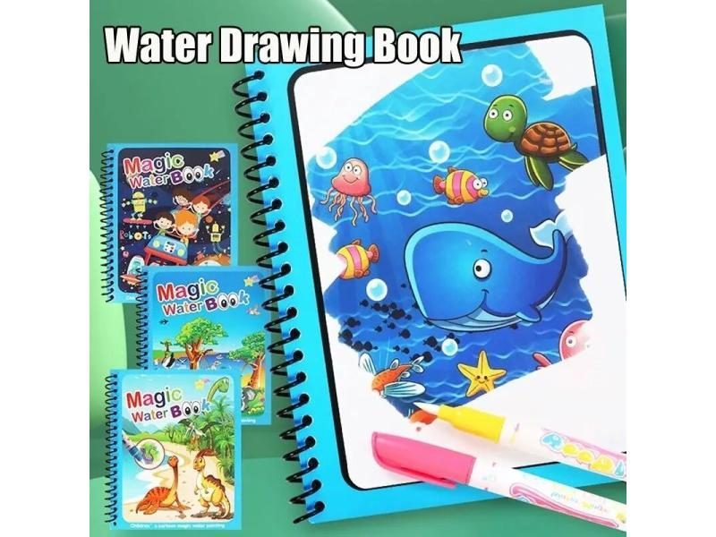 1 Book 1 Pen Reusable Coloring Water Painting Sensory Early Ed Puzzle Drawing Carousel 2