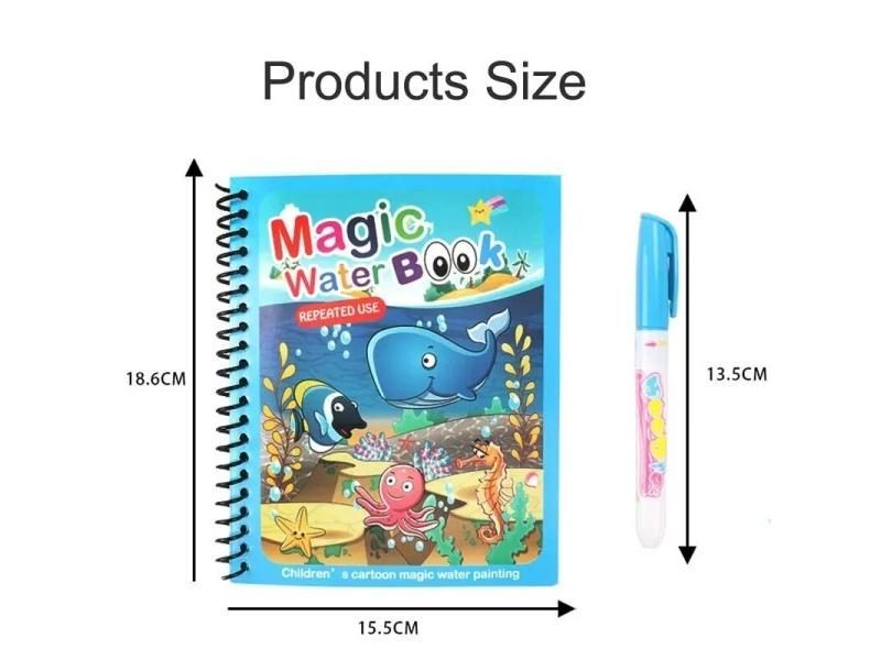 1 Book 1 Pen Reusable Coloring Water Painting Sensory Early Ed Puzzle Drawing Carousel 3