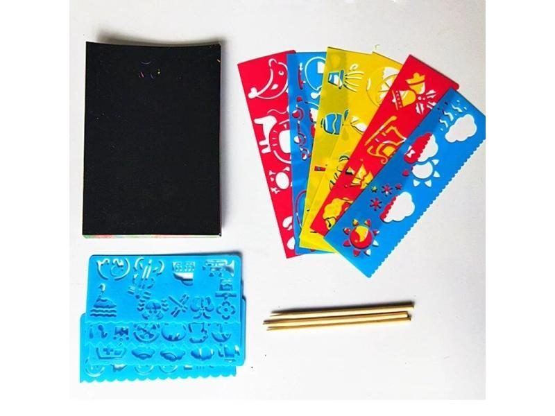 30 50 Sheets Magic Color Rainbow Scratch Art Paper Card Set For Kids DIY Carousel 4