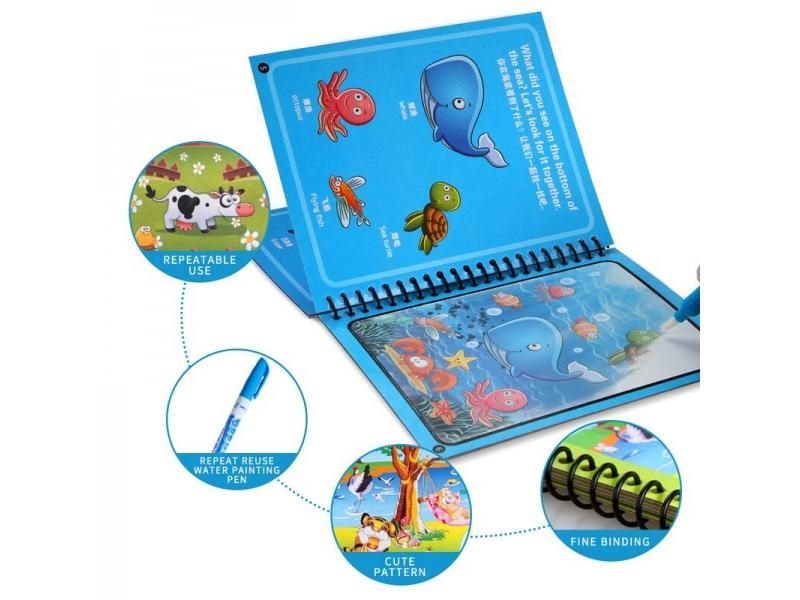Montessori Toys Magic Water Painting Coloring Book For Children's Learning Carousel 2