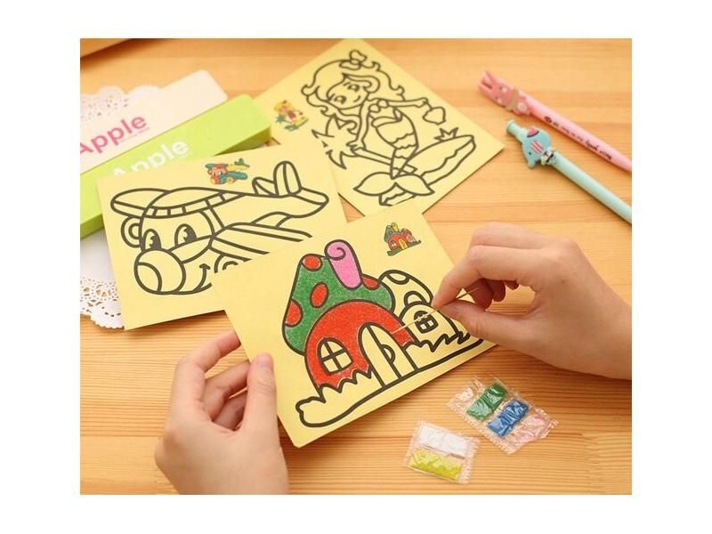 5pcs Lot Kids DIY Color Sand Painting Art Toys For Children's Crafts Education Carousel 1