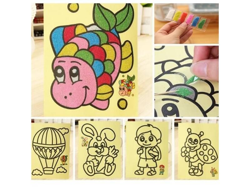 5pcs Lot Kids DIY Color Sand Painting Art Toys For Children's Crafts Education Carousel 2