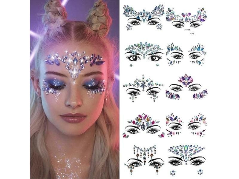 3D Sexy Face Tattoo Stickers Face Decoration Temporary Tattoos Glitter Fake Carousel 2