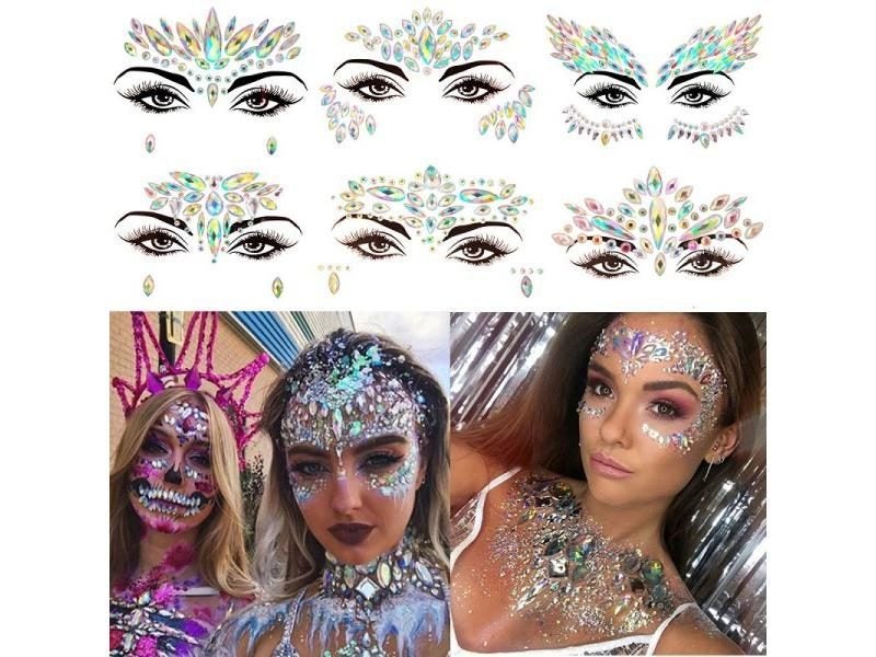 3D Rhinestone Bright Face Stickers For Festival Glitter Makeup Jewelry Sticker Carousel 2