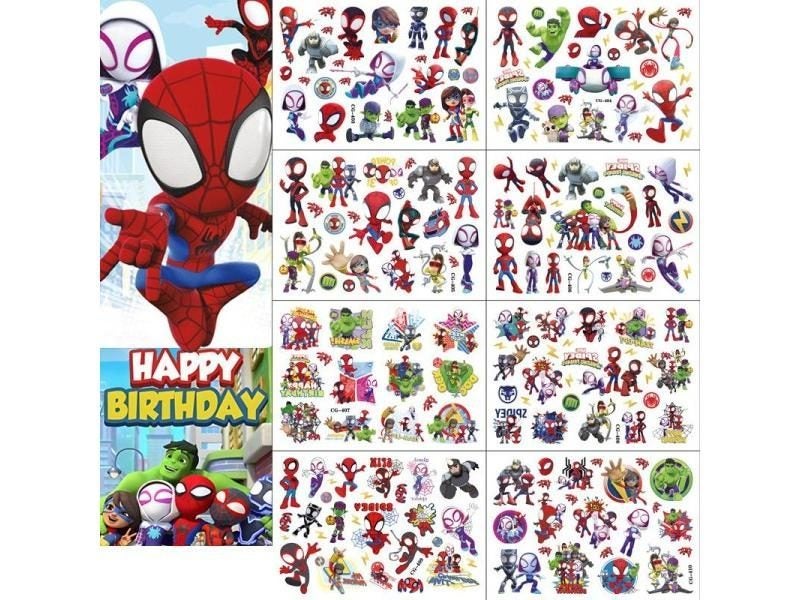 1Pcs Spidey Friends Temporary Tattoos For Kids Birthday Party Supplies Carousel 2