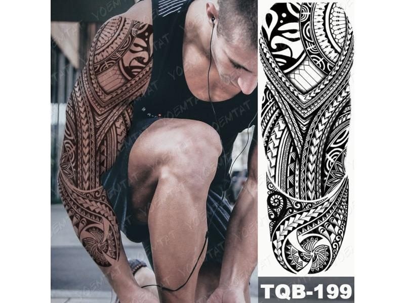 Large Arm Sleeve Tattoo With Rose Cross Dragon Poker Lion Design Waterproof Carousel 4