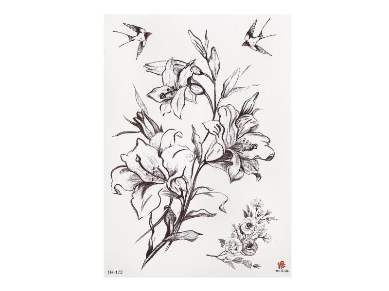 Black Roses Flower Pattern Waterproof Temporary Tattoo Sticker 1PC Carousel 4