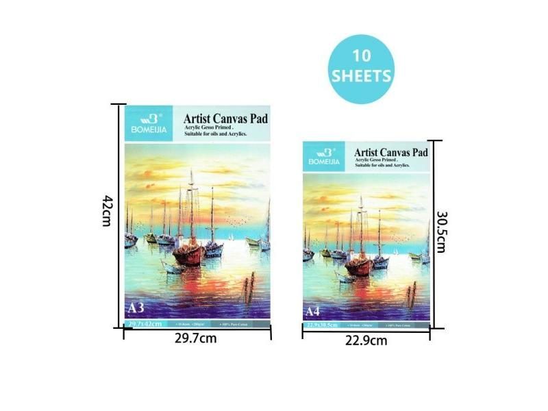 BOMEIJIA 10 Sheets Artist Canvas Pad 100% Pure Cotton Perfect For Acrylic Oil Carousel 3