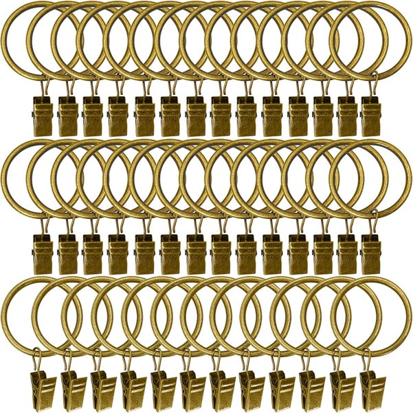 40 Pack Metal Curtain Rings with Clips, Drapery Clips Hooks, Decorative Cur Carousel 1