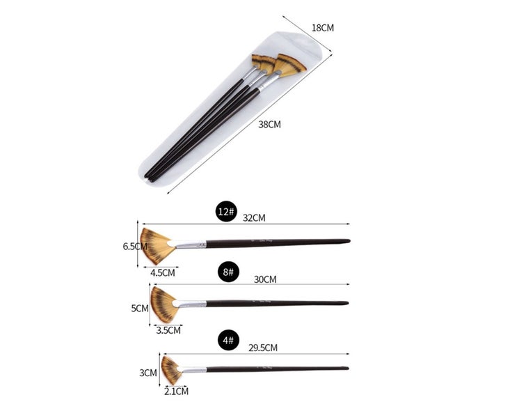 3PCS Student Art Class Watercolor Chalk Oil Brush Set Carousel 3