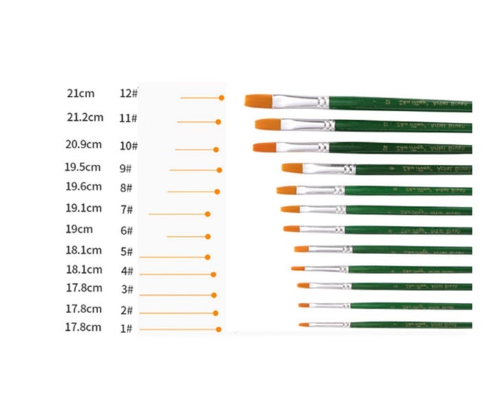 12PCS Student Art Pen Flat Front Water Oil Watercolor Pen Painting Set Carousel 2