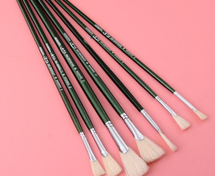 7PCS Art Painting Special Pen Fan - shaped Oil Brush Fan - shaped Brush Set Carousel 2