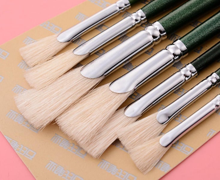 7PCS Art Painting Special Pen Fan - shaped Oil Brush Fan - shaped Brush Set Carousel 3