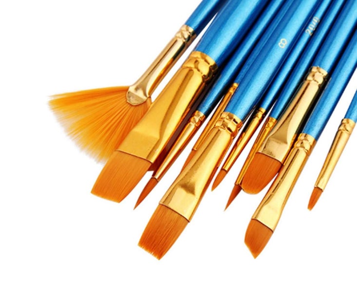 10PCS Wooden Rod Watercolor Brush Multifunctional Student Art Class Brush Set Carousel 2