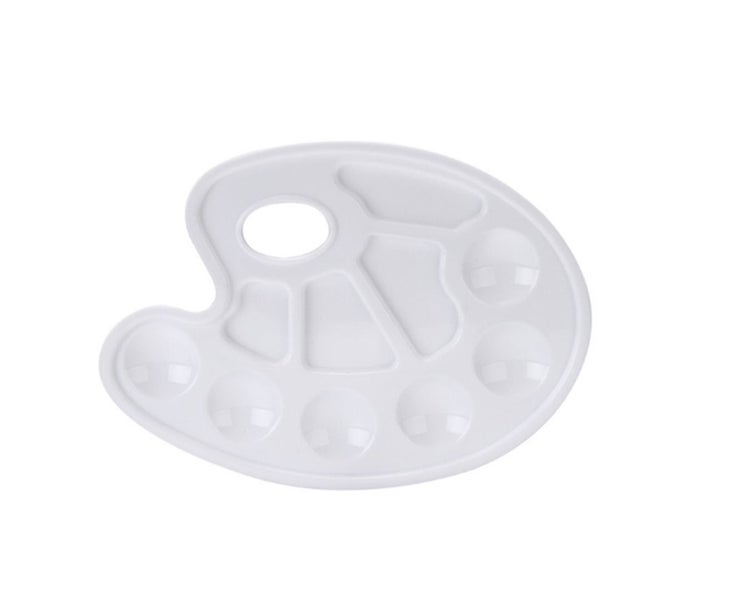 10PCS Round Plastic Seven - hole Pigment Plate Student Art Painting Supplies Carousel 1