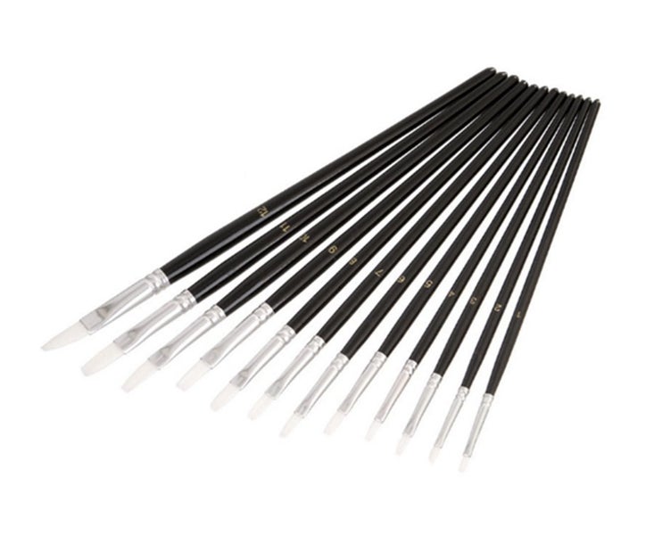 12PCS Wooden Pole Flat Front Watercolor Oil Brush Art Supplies Carousel 1