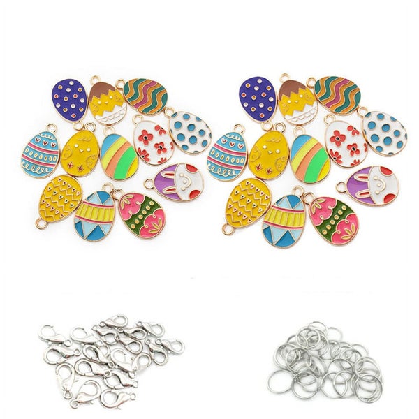 72 PCS Eggs Keychains, Mixed Charms Bulk Keychains, Charms Pendants with Sn Carousel 1