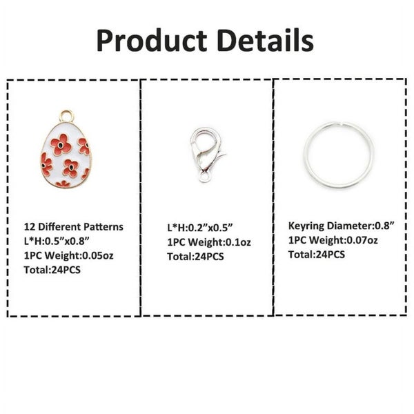 72 PCS Eggs Keychains, Mixed Charms Bulk Keychains, Charms Pendants with Sn Carousel 2