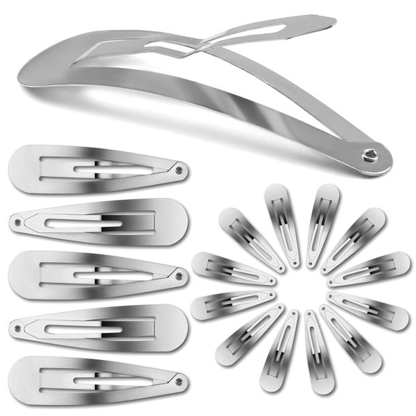 60 Pcs 3.1" Large Metal Snap Hair Clips Silver No Slip Hair Barrettes Women Carousel 1