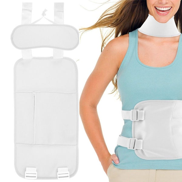 2Pcs Reusable Castor Oil Pack Kit Compress Wrap for Waist and Neck - White Carousel 1