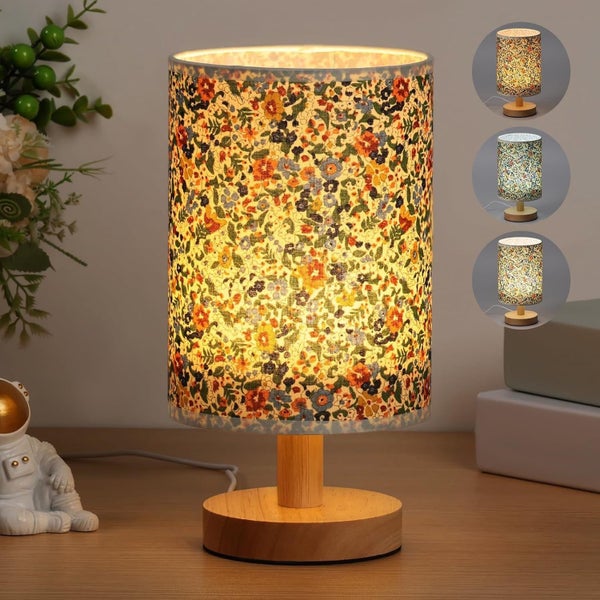 Boho Floral Table Lamp, Small Bedside Lamp, Farmhouse Bedroom Nightstand Lamp Carousel 1
