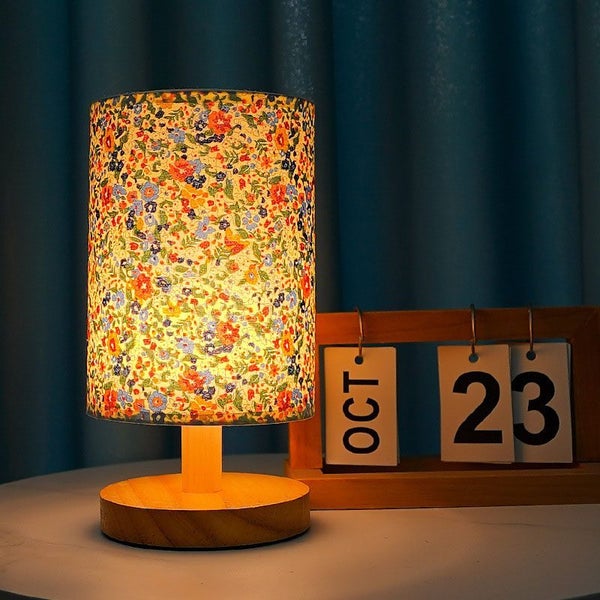Boho Floral Table Lamp, Small Bedside Lamp, Farmhouse Bedroom Nightstand Lamp Carousel 2
