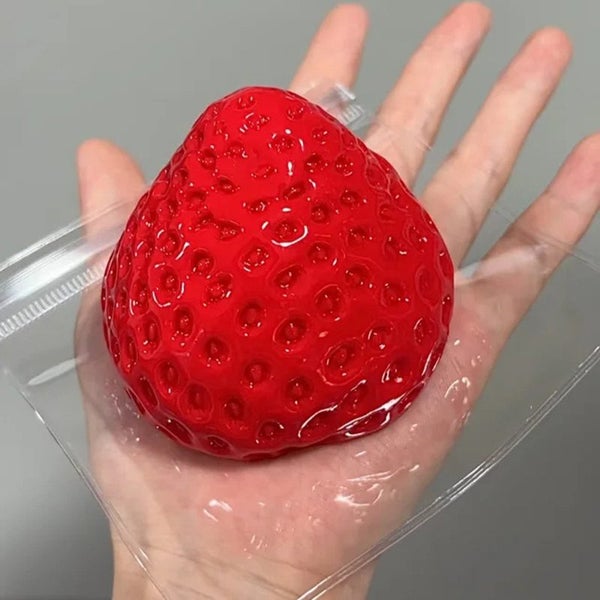 3PCS Solid Strawberry Squishy Toy Stress Relief Fidget with Soft Silicone Feel Carousel 2