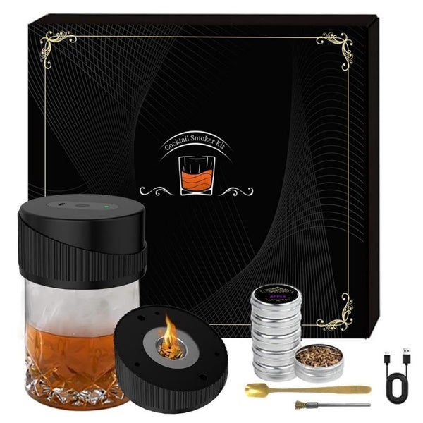 Electric Cocktail Smoker Kit, Rechargeable Whiskey Infuser with Wood Chips Set Carousel 1