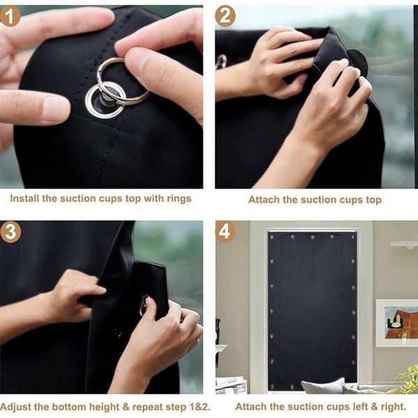 Blackout Blinds Curtain for Window Travel Portable Anti Sunlight Blind Black Carousel 3