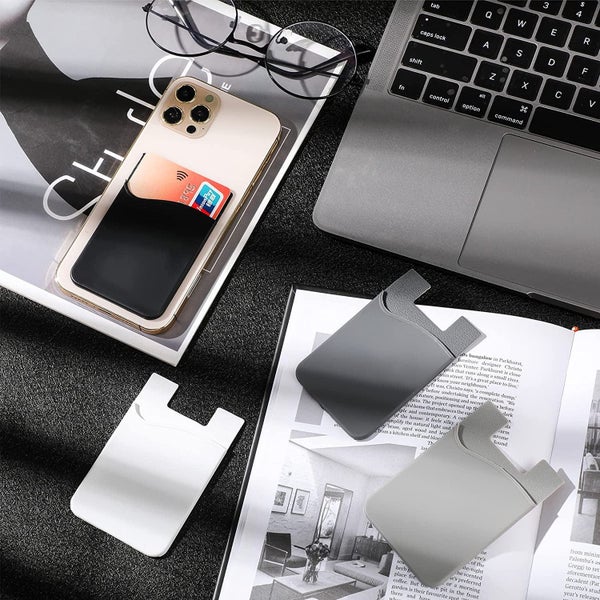 24 Pieces Cell Phone Wallet, Silicone Stick on Card Holder, Back Phone Adhe Carousel 2