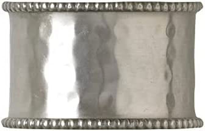 Pewter Napkin Ring Set of 4, Hammered Cuff Design Carousel 2