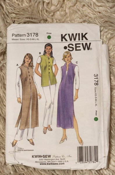 KWIK SEW 3178 - MISSES VESTS & JUMPER - SIZE - XS-S-M-L-XL Carousel 1