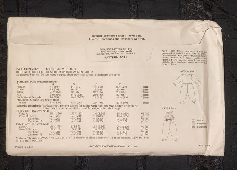 KWIK SEW 2071 - GIRLS JUMPSUITS - SIZES - 4 - 7 Carousel 2