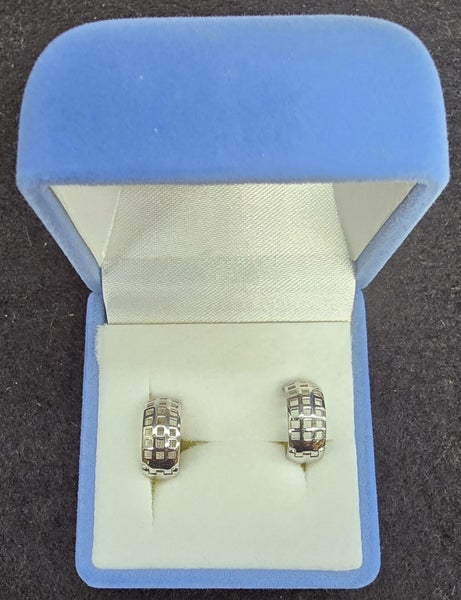 9ct White Gold Plain Huggie Earrings-New @ Pukekohe Carousel 1