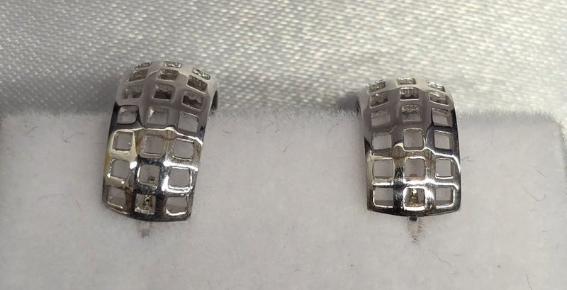9ct White Gold Plain Huggie Earrings-New @ Pukekohe Carousel 2