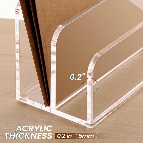 Acrylic Mail Sorter Desktop Organizer Holder, 2 Compartments Clear Small Fi Carousel 2