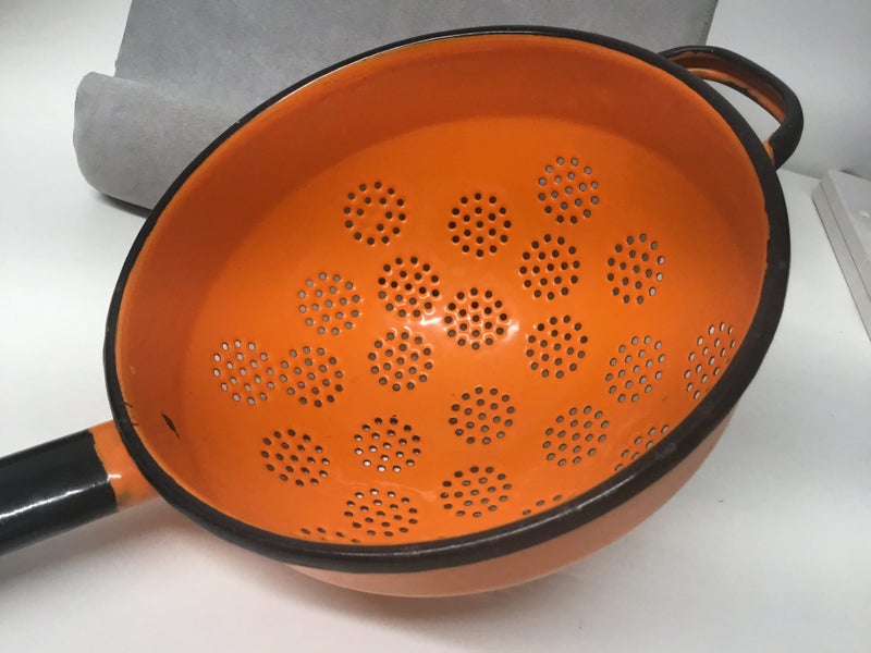 Antique Orange Enamelware Colander Carousel 2