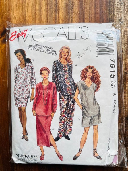 McCall's 7615-WOMEN'S TUNIC, PULL-ON SKIRT, PANTS AND SHORTS - SIZE 46-48-50 Carousel 1