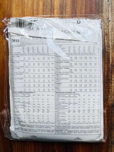 McCall's 7615-WOMEN'S TUNIC, PULL-ON SKIRT, PANTS AND SHORTS - SIZE 46-48-50 Carousel 2