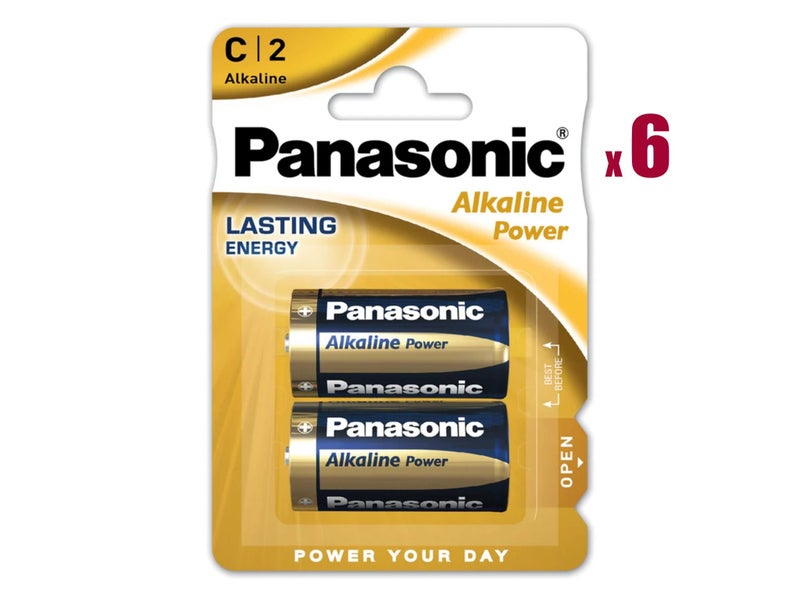 Panasonic C size (LR14) Alkaline Power Batteries - 12 Pack (C2 x 6) Carousel 2